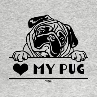 Heart My Pug, Pug Portrait T-Shirt